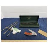 Assorted Cross Pen Box Pocket Knife and Desk Stand