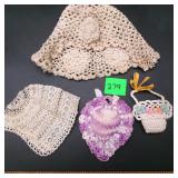 Assorted Crocheted Bonnet & Sachet Lot