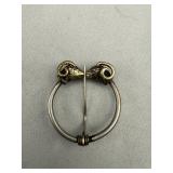 Antique Silver Etruscan Revival Rams Head Kilt Pin