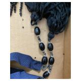 Antique Victorian French Jet Mourning Tassels & Ve