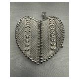 Antique Victorian French Jet Black Glass Heart Buc