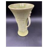 Antique Brush Pottery Double Handled Ribbed Vase N