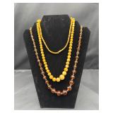Vintage Butterscotch Amber Color Costume Necklace