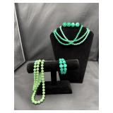 Vintage Mid Century Green Lucite Bead Jewelry Lot