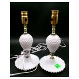 Fenton Milk Glass Hobnail Vanity Lamps - Pair