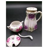 Porcelain Sugar Shaker & Condiment Dish Lot
