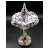 Mottled Pink & Green Floriform Art Glass Vase