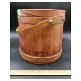 Wooden Stave Firkin Bucket with Swivel Handle