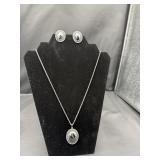 Whiting & Davis Hematite Cabochon Jewelry Set