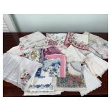 Vintage Mixed Floral & Souvenir Handkerchiefs Lot