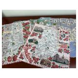 Vintage State Map Souvenir Handkerchiefs Variety