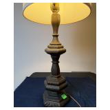 Mid Century Cast Metal Tiered Column Table Lamp