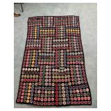 Black Border Crochet Granny Square Afghan Blanket