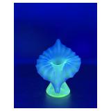 Antique Blue Opalescent Uranium JIP Vase