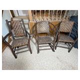 Three Old Hickory Style Hickory & Woven Cane Accen