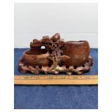 Carved Soapstone Floral Double Vessel Figurine