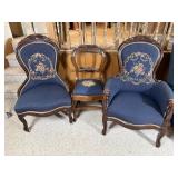 Three-Piece Victorian Style Parlor Chair Suite