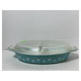 Pyrex Snowflake Blue Divided Serving Dish with Lid