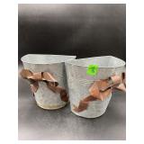Vintage Galvanized Metal Wall Pockets Pair