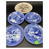 Vintage Currier & Ives Winter Scenes Gold Trim Pla