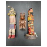 Vintage Native American Hand-Carved Wood Figures L