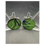 Vintage Mid Century Enamel Copper Abstract Earring