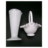 Anchor Hocking & Fenton Milk Glass Lot - 2 Pcs