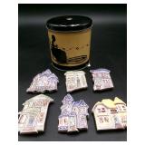 Mudlen Originals Houses & Silhouette Metal Tin Lot