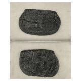 Two Vintage French Black Glass Beaded Coin Purses