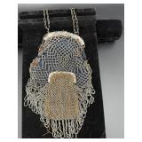 Victorian Cut Steel Micro Bead Chatelaine Purse Se