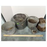 Vintage Galvanized Metal Buckets Lot