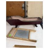 Primitive Wood Doll Cradle Mini Zinc Washboard Lot