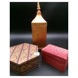 Assorted Ornate Decorative Boxes - 3 Pc