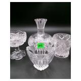 Assorted Clear Cut Glass Tableware Lot - 4 Pcs