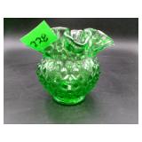 Fenton Springtime Green Hobnail Ruffled Vase