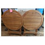 Round Folding Wood Patio Tables (2)