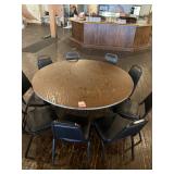 5' Round Folding Table w/ 8 Black Padded Chairs