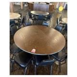 5' Round Folding Table w/ 8 Black Padded Chairs