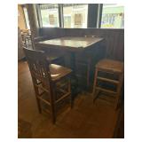 Wood High-Top Pub Table w/ 4 Bar-Height Chairs