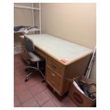 Wood Desk With Rolling Office Chair
