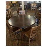 Round Wood Dining Table w/ 4 Wood Chairs