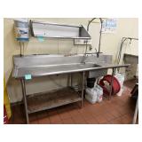 96' Stainless 1-Bay Sink w/ 47' Dish Table