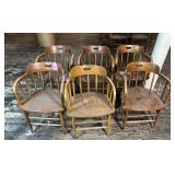 Wood Captain's Dining Chairs (6)