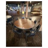 5' Round Folding Table w/ 8 Black Padded Chairs