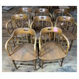 Wood Captain's Dining Chairs (8)