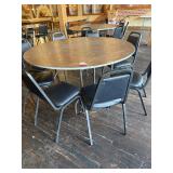 5' Round Folding Table w/ 8 Black Padded Chairs