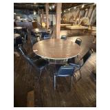 5' Round Folding Table w/ 8 Black Padded Chairs