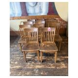 11 Wood Slat-Back Dining Chairs