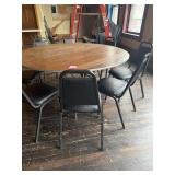5' Round Folding Table w/ 8 Black Padded Chairs
