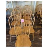 9 Wood Windsor-Style Dining Chairs ï¿½ Spindle Back